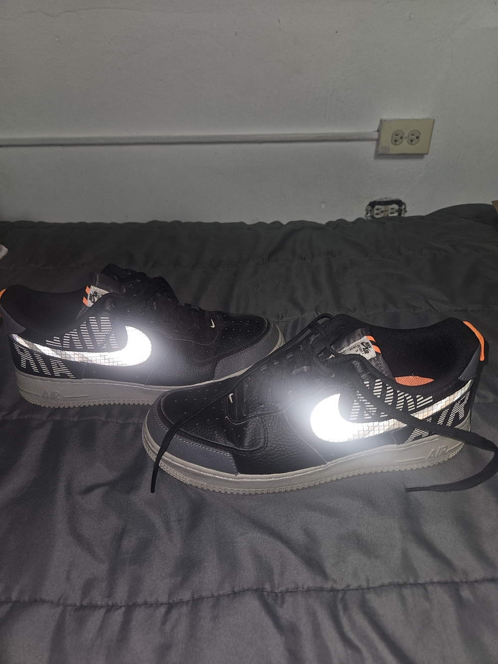 Nike Black, White and Orange Air Force 1 Low Sneakers